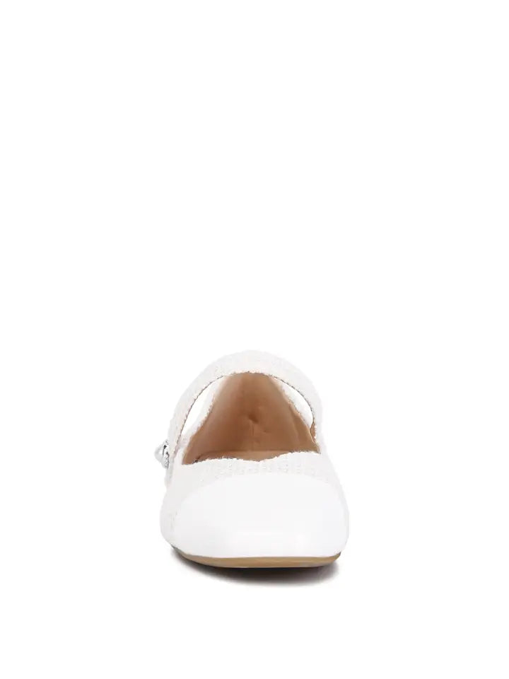 Albi Mary Jane Flat in White
